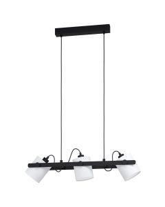 Eglo Lighting - Hornwood 1 - 43426 - Black Wood White 3 Light Bar Ceiling Pendant Light