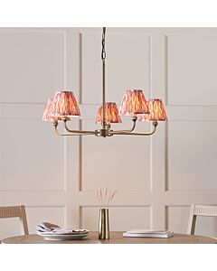 Endon Lighting - Lille - 118045 - Antique Brass Pink 5 Light Ceiling Pendant Light