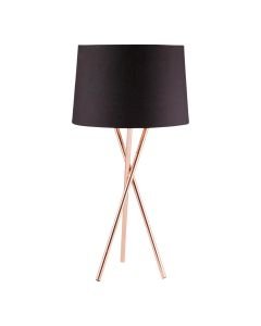 Copper Tripod Table Lamp with Black Fabric Shade