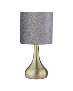 Romana - Antique Brass Touch Operated Table Lamp with Glitter Shade