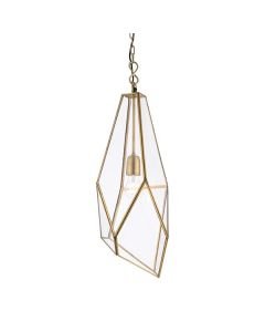 Endon Lighting - Avery - 73117 - Antique Brass Clear Glass Ceiling Pendant Light