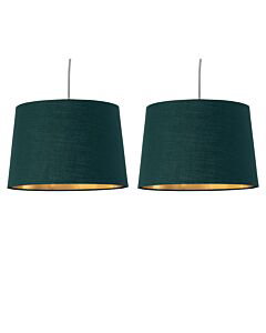 Set of 2 Zoey - Dark Green with Gold Inner Easy Fit Pendant or Lamp Shades