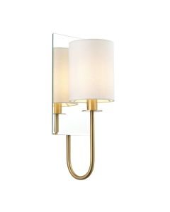 Golden - Satin Brass Mirrored Glass Vintage White Wall Light