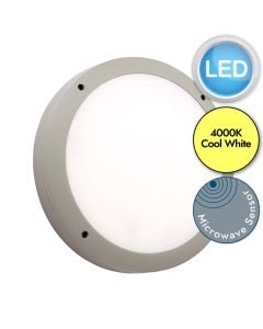 Saxby Lighting - Luik - 61647 & 72180 - LED Grey Opal Microwave 18w Gear Tray Plain Casing Outdoor Sensor Bulkhead Light
