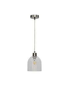 Belten - Clear Glass Cloche with Satin Nickel Pendant Fitting