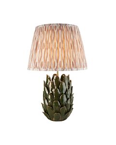 Endon Lighting - Layered Leaf & Ikat 35cm - 116452 - Olive Green Aged Brass Neutral Ceramic Table Lamp With Shade
