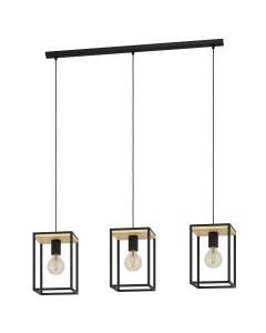 Eglo Lighting - Libertad - 99855 - Black Wood 3 Light Bar Ceiling Pendant Light