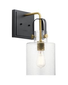 Quintiesse - Kitner - QN-KITNER1-NBR - Natural Brass Clear Seeded Glass Wall Light