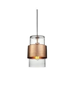 Reyna - Hammered Copper Clear Textured Glass Ceiling Pendant Light