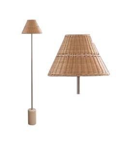 Keho - Rattan Floor Lamp with Stone Base