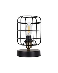 Cage - Black and Antique Brass Industrial Style Table Lamp