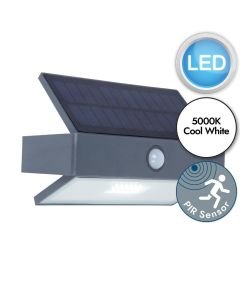 Lutec - Arrow - 6910601335 - LED Grey Clear Glass IP44 Solar Outdoor Sensor Wall Light