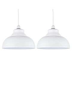 Set of 2 Domed - Cream Easy Fit Metal Pendant Shades