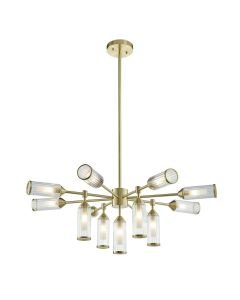 Westchester - Satin Brass Clear Frosted Glass 13 Light Ceiling Pendant Light