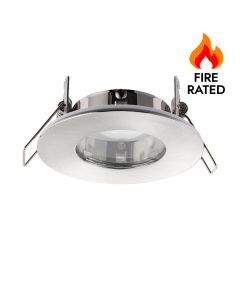 Saxby Lighting - Speculo - 79979 - Brushed Chrome Clear Glass IP65 Round Bathroom Recessed Fire Rated Ceiling Downlight