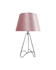 Tripod - Chrome Curved Tripod 45cm Table Lamp With Pink Crushed Velvet Shade