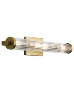 Quintiesse - Azores - QN-AZORES4-NBR - Natural Brass Clear Glass 4 Light IP44 Bathroom Strip Wall Light