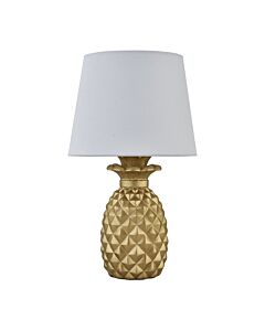 Pineapple - Gold Resin Table Lamp with White Fabric Shade