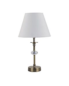 Antique Brass Table Lamp with Facet Detail and Ivory Shade