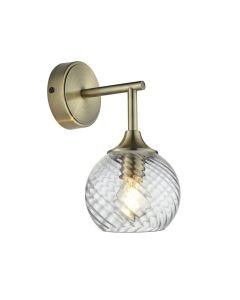 Endon Lighting - Allegra - 103173 - Antique Brass Clear Spiral Glass Wall Light