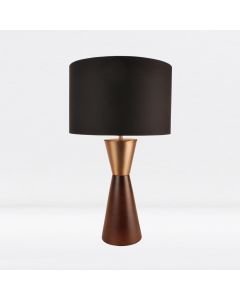 Dark Wood with Satin Copper Detail Table Lamp