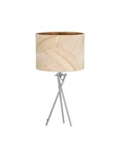 Tropica - Chrome Tripod Table Lamp with Champagne and Gold Leaf Embossed Shade