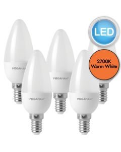 5 x 2.9W LED E14 Candle Light Bulbs - Warm White