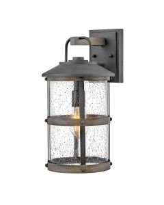 Quintiesse - Lakehouse - QN-LAKEHOUSE2-M-DZ - Aged Zinc Grey Clear Seeded Glass IP44 Outdoor Wall Light