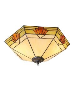 Interiors 1900 - Nevada - 64284 - Dark Bronze Tiffany Glass 2 Light Flush Ceiling Light