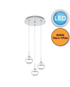 Eglo Lighting - Montefio 1 - 93709 - LED Chrome Clear Glass 3 Light Ceiling Pendant Light