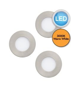 Eglo Lighting - Set of 3 Fueva 1 - 98634 - LED Satin Nickel White IP44 Bathroom Recessed Ceiling Downlights