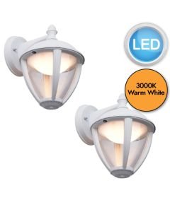 Set of 2 Unite - 9W LED White Clear IP44 Outdoor Wall Lights