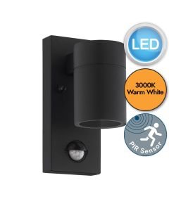 Eglo Lighting - Riga 5 - 99571 - LED Black Clear Glass IP44 Outdoor Sensor Wall Light
