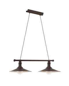 Eglo Lighting - Stockbury - 49457 - Antique Brown Beige 2 Light Bar Ceiling Pendant Light
