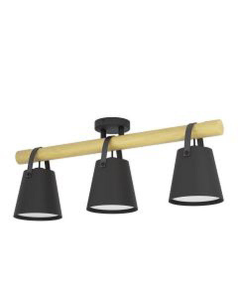 Eglo Lighting - Boyle - 43635 - Black Wood White 3 Light Bar Ceiling Pendant Light