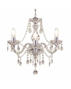 Marie Therese - Champagne and Chrome with Acrylic Jewels 3 Arm Chandelier