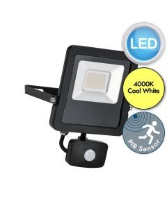 Saxby Lighting - Surge - 78967 - LED Black Clear Glass IP44 30W Outdoor Sensor Floodlight