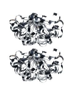 Set of 2 Chrome Swirl Ribbon Dome Ceiling Fitting