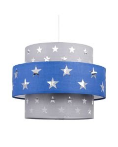 Navy Blue and Grey Star Two Tier Light Shade