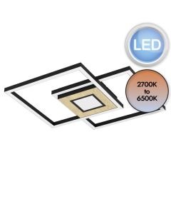 Eglo Lighting - Marinello - 99659 - LED Black Natural Wood White 2 Light Flush Ceiling Light