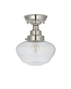 Clarence - Bright Nickel and Clear Glass Semi flush