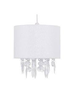 Fiji - White Linen with Silver Fleck Detail Jewelled Pendant Shade