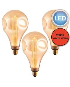 Endon Lighting - Set of 3 XL Dimple Globe - 77085 - LED Anti Glare E27 ES - Filament Light Bulbs - 148mm dia