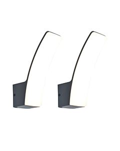 Set of 2 Kilo - LED Dark Grey Opal IP44 Outdoor Wall Washer Lights