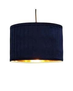 Sundance - Navy Blue Velvet Pleated 30cm Lamp Shade with Gold Inner