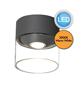 Konstsmide - Varese - 7883-370 - LED Dark Grey IP54 Outdoor Ceiling Flush Light