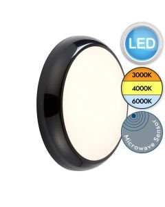 Saxby Lighting - Hero - 95548 & 95541 - LED Black Opal IP65 Microwave Plain Bezel Outdoor Sensor Bulkhead Light