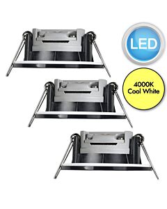 Nordlux - Set of 3 Leonis 3-Kit 4000K - 49200155 - LED Brushed Nickel IP65 Bathroom Recessed Ceiling Downlights