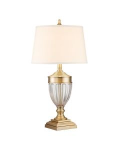 Quoizel Lighting - Dennison - QZ-DENNISON-BB - Brushed Brass Clear Glass Cream Table Lamp With Shade