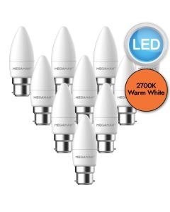 10 x 5.5W LED B22 Candle Dimmable Light Bulbs - Warm White